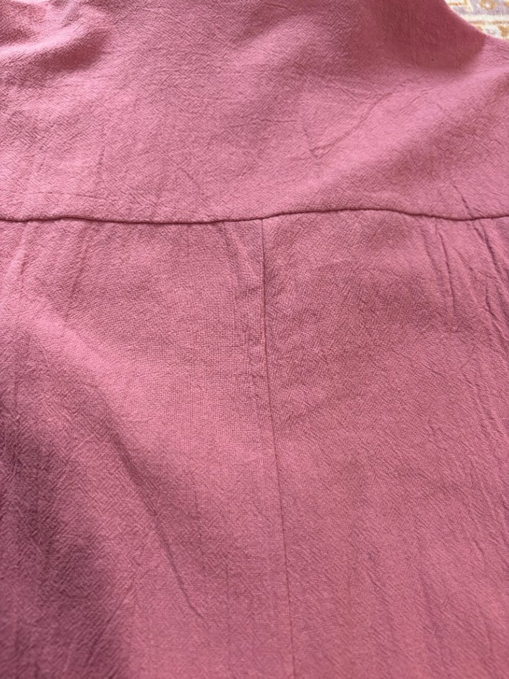 Dusty Rose Linen Jumpsuit • Button Front • Long Sleeve • Utility Style - Picture 5 of 10